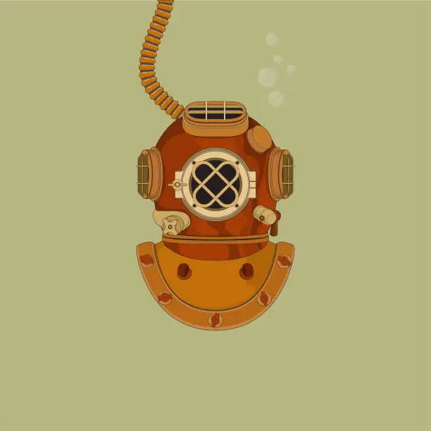 Vector illustration of Vector illustration of vintage diving helmet