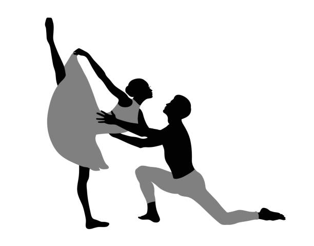 piękna para tańcząca balet. izolowane na białym. - ballet dancer dancing performer stock illustrations