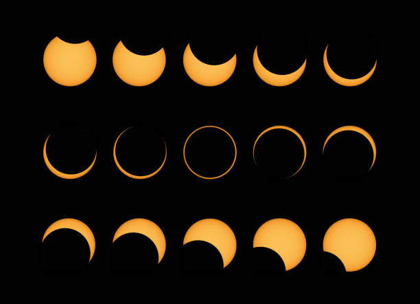 annular éclipse solaire phases panorama composite au cours de la totalité , populairement appelé l’anneau de feu , tiré du tamil nadu , en inde . phénomène naturel rare - prominence photos et images de collection