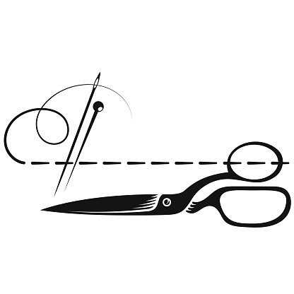 Scissors Needle And Thread Symbol For Sewing Stock Illustration ...