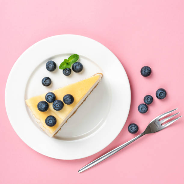 istock Cheesecake with blueberries on plate 1249856282