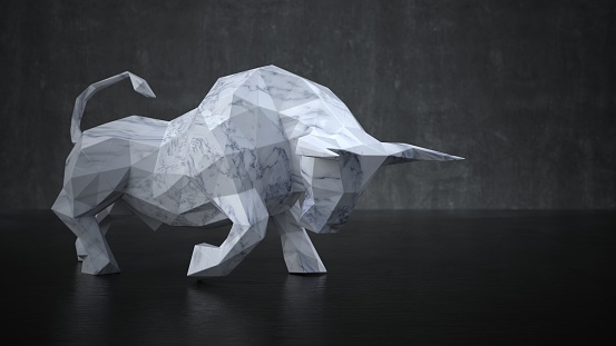 The marble statue of a bull. 3d illustration.