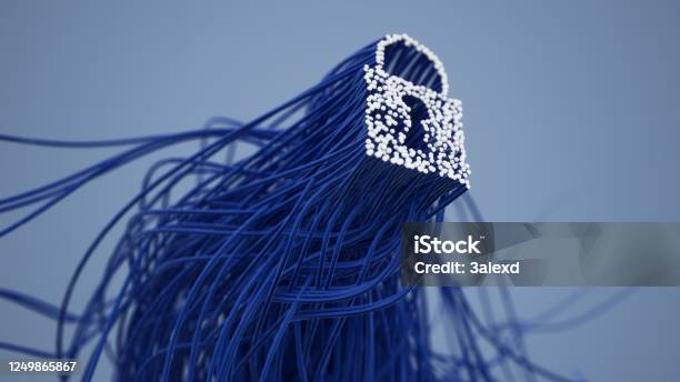 Lock And Wire Stock Photo - Download Image Now - Network Security, Technology, Safety