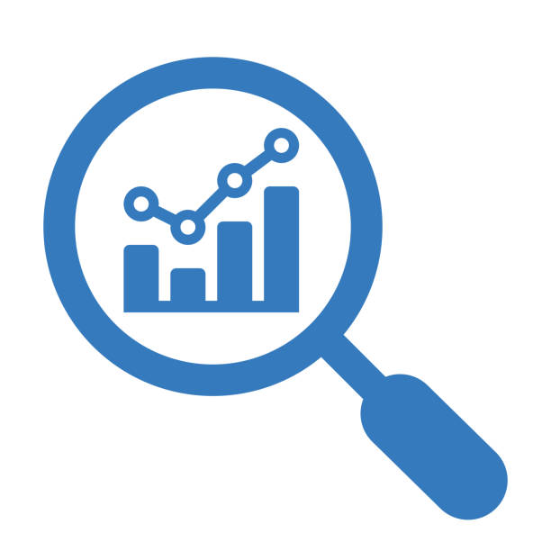 Analytics, analysis, statistics, searching blue icon Beautiful design and fully editable Analytics, analysis, statistics, searching icon for commercial, print media, web or any type of design projects. rescue dogs stock illustrations