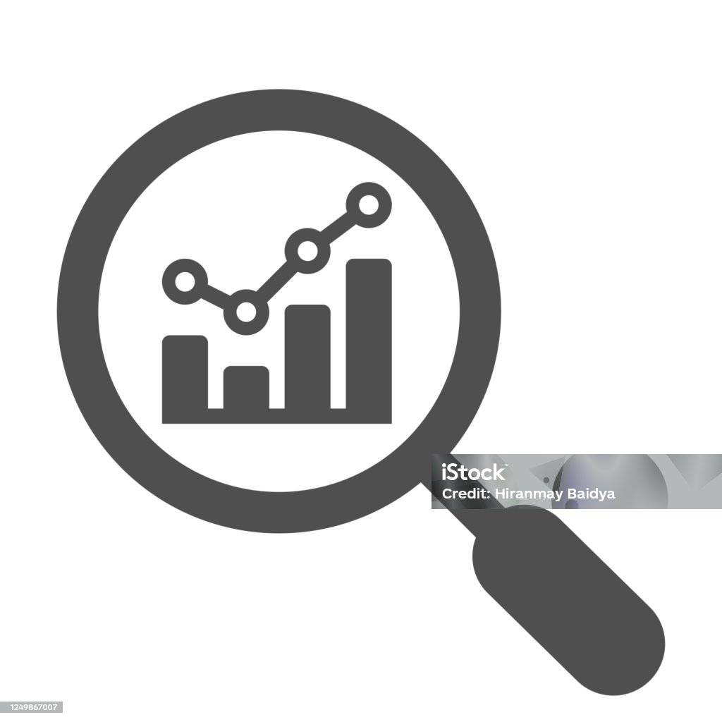 Analytics, analysis, statistics, searching gray icon Beautiful design and fully editable Analytics, analysis, statistics, searching icon for commercial, print media, web or any type of design projects. Icon stock vector