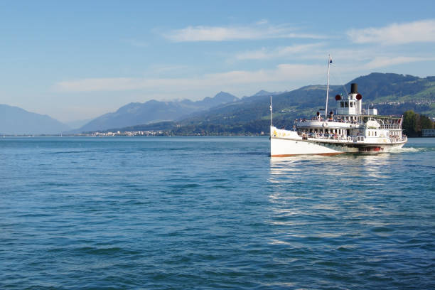 The paddle steamer "City of Zurich" on lower lake Zurich stock photo