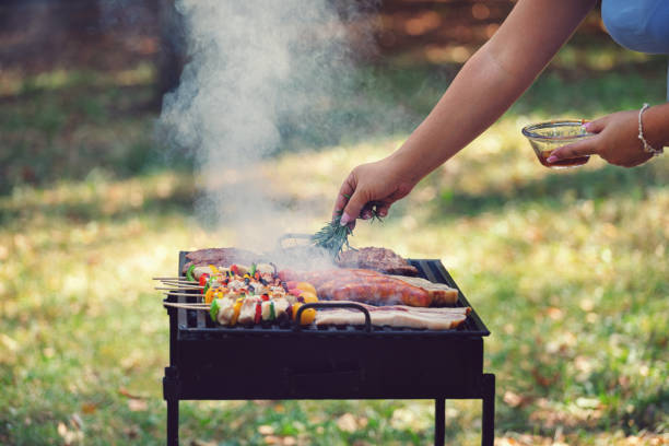istock Young woman preparing barbecue in the backyard 1249868134