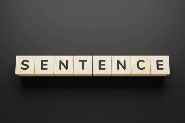 Sentence word written in wooden blocks.