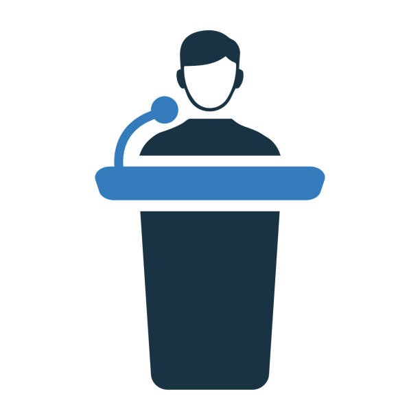 ikona prezentacji konferencji, prezenter, mówca - public speaker stock illustrations