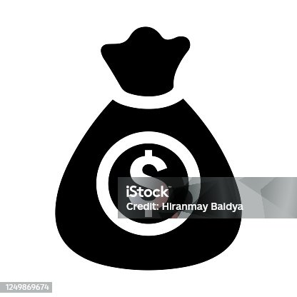 istock Dollar bag, save money, investment black color icon 1249869674