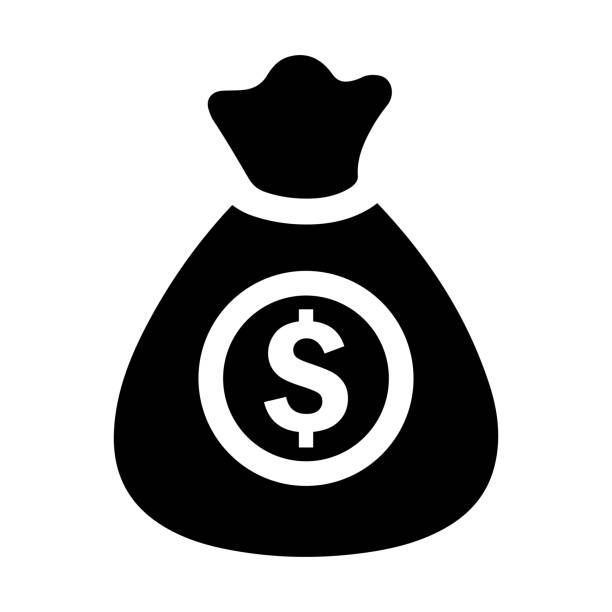 Dollar bag, save money, investment black color icon Perfect for use in designing and developing websites, printed files and presentations, stock images, Promotional Materials, Illustrations or Info graphic or any type of design projects. tax symbols stock illustrations