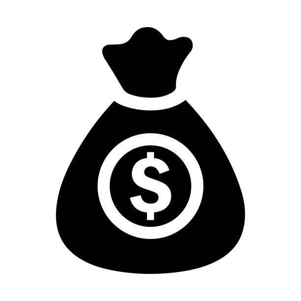 Dollar bag, save money, investment black color icon Perfect for use in designing and developing websites, printed files and presentations, stock images, Promotional Materials, Illustrations or Info graphic or any type of design projects. money icon vector stock illustrations