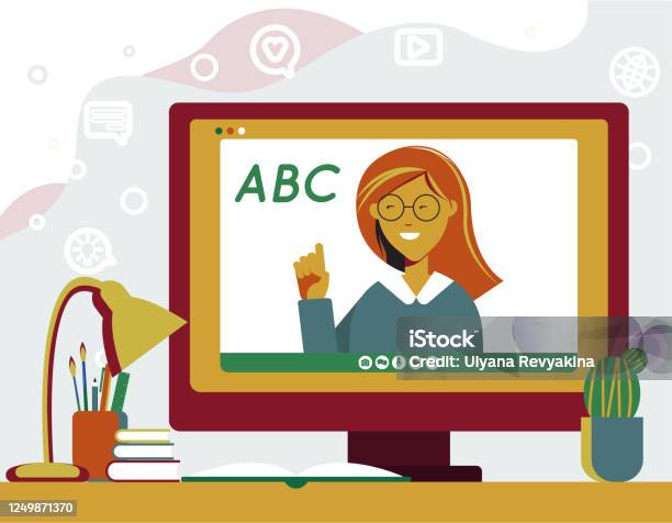 Video Call Lesson Online Lesson Video Call Distant Communication Remote Learning Learning ...