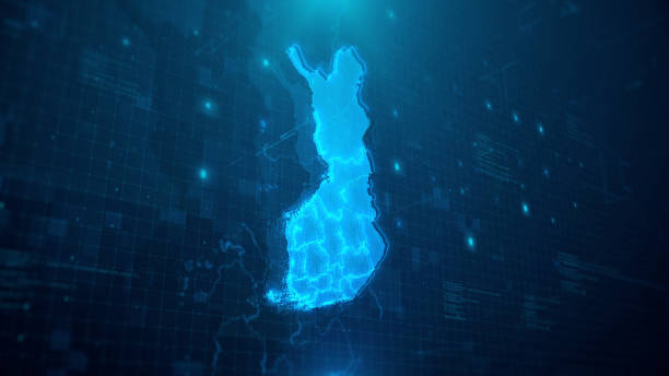 istock Map of Finland with regions on blue background 1249874087