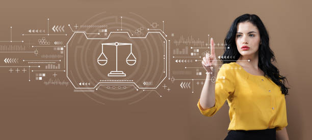 Justice theme with business woman