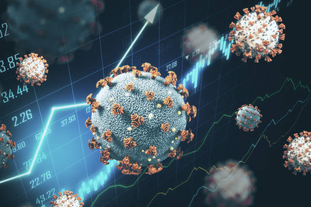 istock Candlestick graph and germ virus bacteria coronavirus 2019-nCov. 1249879048