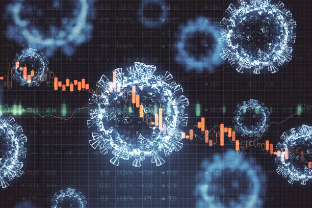 istock Business chart with candlestick graph and coronavirus 2019-nCov 1249880467