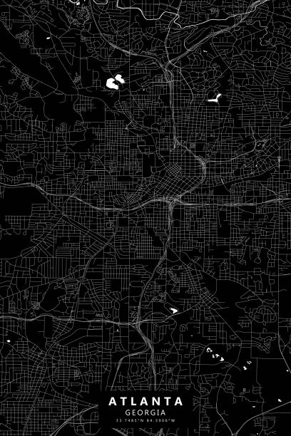 ilustrações, clipart, desenhos animados e ícones de atlanta, mapa vetorial da geórgia - central park