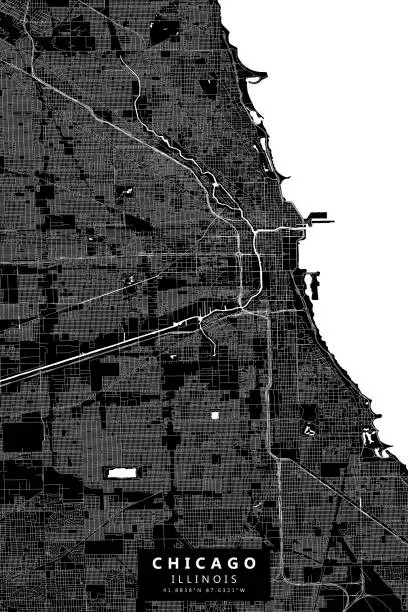 Vector illustration of Chicago Illinois - Vector Map