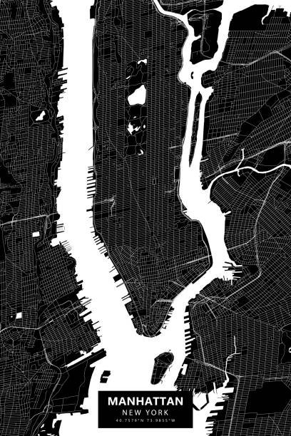 illustrations, cliparts, dessins animés et icônes de new york city - manhattan vector carte - manhattan aerial view brooklyn new york city