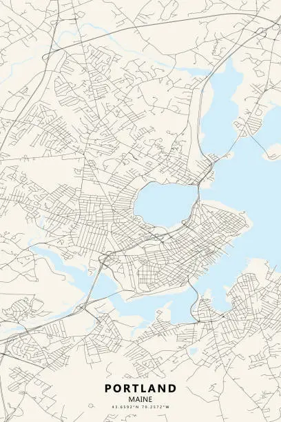 Vector illustration of Portland, Maine Vector Map