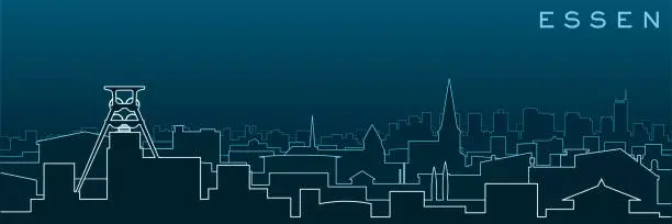 Vector illustration of Essen Multiple Lines Skyline and Landmarks