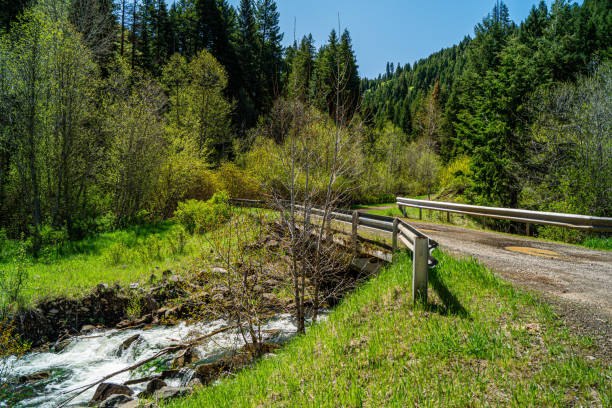 Ladd Creek bridge passing through Ladd Canyon in eastern Oregon, USA