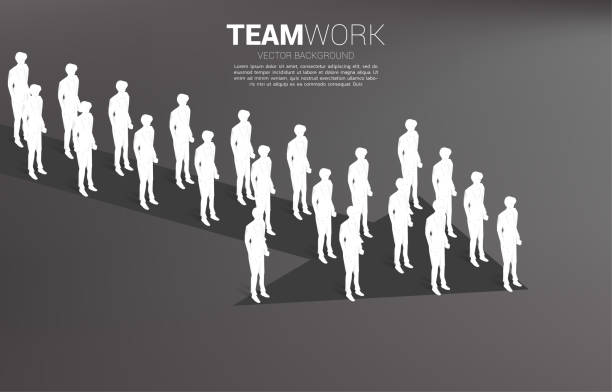 istock Group of businessman standing together shape arrow. 1249890610