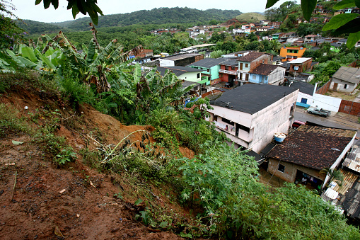 ilheus, bahia / brazil - october 24, 2011: view of residences built in a hillside area in the city of ilhes