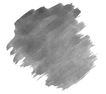 Watercolor neutral gray background with clear borders and divorces. Black and white watercolor brush stains. With copy space for text.