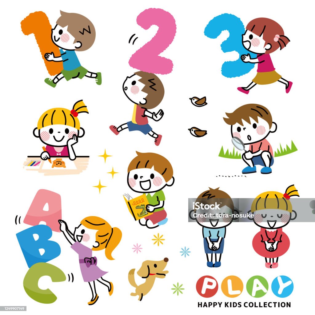 Illustration of a set of children's learning. Child stock vector Illustration of a set of children's learning. Child stock vector
