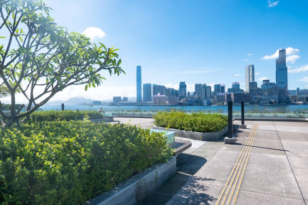 istock Office park in Victoria harbour, Hong Kong 1249921425