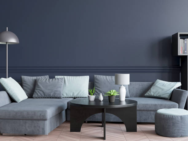 istock Wall mock up in living room. Scandinavian interior. 3d rendering, 3d illustration 1249944562