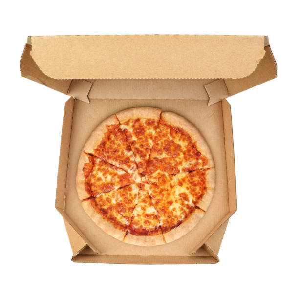 istock Pizza Margherita in brown take-out box isolated on white background. 1249949029
