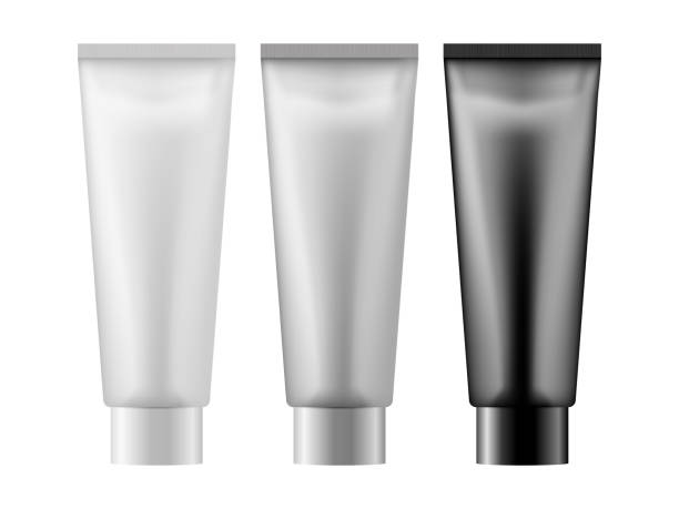 istock Set of realistic empty package for luxury cosmetic product. Collection of blank template of plastic containers. Bottle for liquid, skin care cream. Vector mockup isolated on white background 1249949764