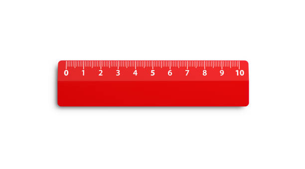 red ruler on white background - school supplies fotos imagens e fotografias de stock