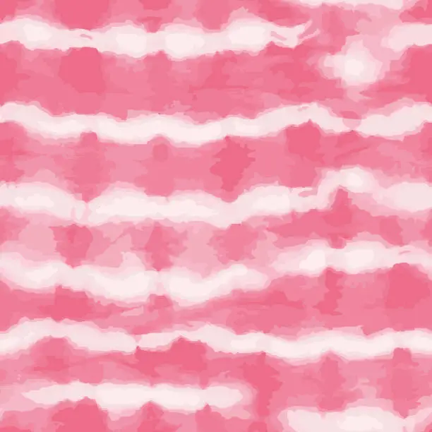 Vector illustration of Vector tie dye stripes seamless pattern. Hand drawn shibori print. Ink textured japanese background. Modern batik wallpaper tile. Watercolor endless backdrop for fabric, wallpaper, scrapbooking projects, swimmwear.