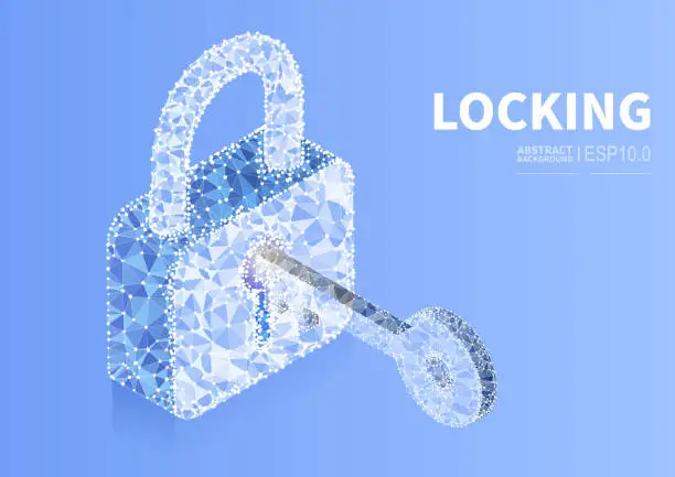 Vector illustration of Concept illustration of key and lock, cyber technology security and property data security