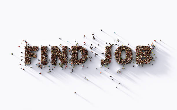 istock Human Crowd Writing Find Job Text on White Background 1249953876