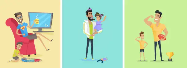 Vector illustration of Set of Fatherhood Theme Concept illustrations.