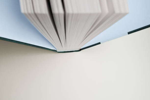 istock book end, book spread with pages on a light background, butt book and copyspace 1249955375