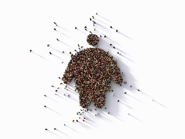 istock Human Crowd Forming Obesity Symbol on White Background 1249955410