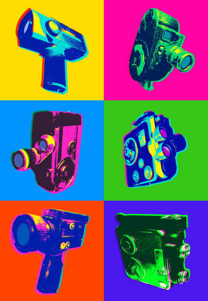 Retro Icons - Photography Posterised or Pop Art styled Photography equipment, Cine Equipment, Retro Style, slide projector photos stock illustrations