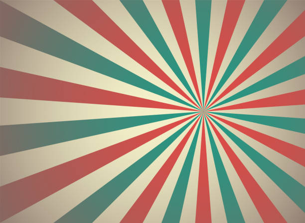 istock Sunlight retro wide horizontal background. Pale red, blue, beige color burst background. 1249962617