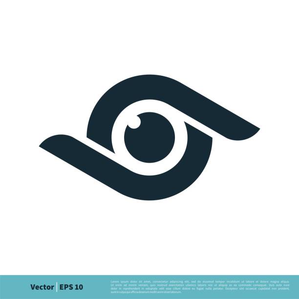 ilustraciones, imágenes clip art, dibujos animados e iconos de stock de diseño de ilustración de la plantilla de logotipo vectorial del icono del globo ocular. vector eps 10. - eye