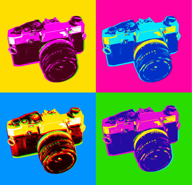 Retro Icons - Photography Posterised or Pop Art styled Photography equipment, Cine Equipment, Retro Style, slide projector photos stock illustrations