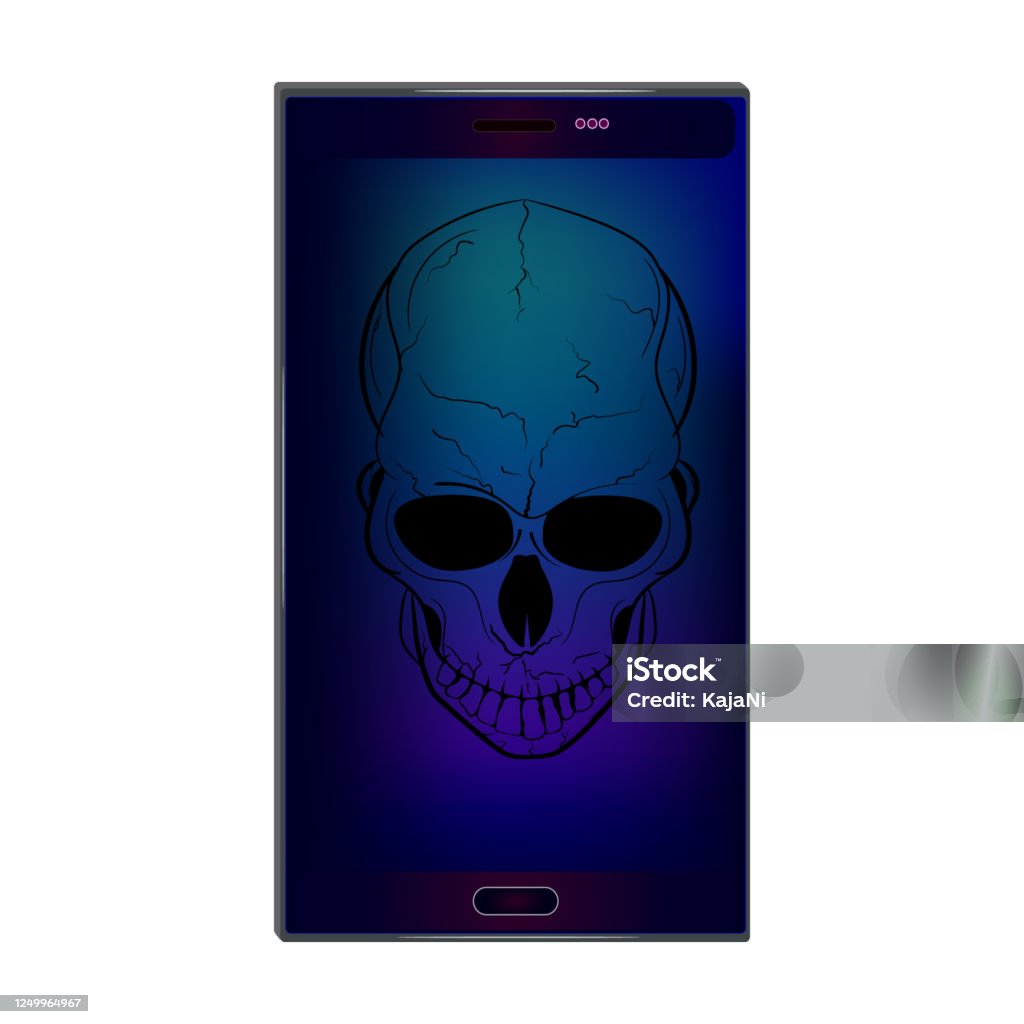 Sony Ransomware Skull Screen Skull On Screen Isolated On White Background Stock Illustration ...