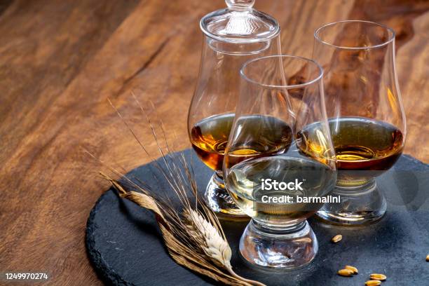 Scotch Single Malt And Blended Whisky Tasting On Distillery In Scotland Stock Photo - Download Image Now