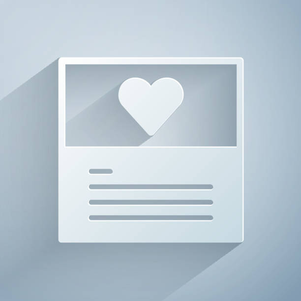 istock Paper cut Greeting card icon isolated on grey background. Celebration poster template for invitation or greeting card. Paper art style. Vector 1249971371