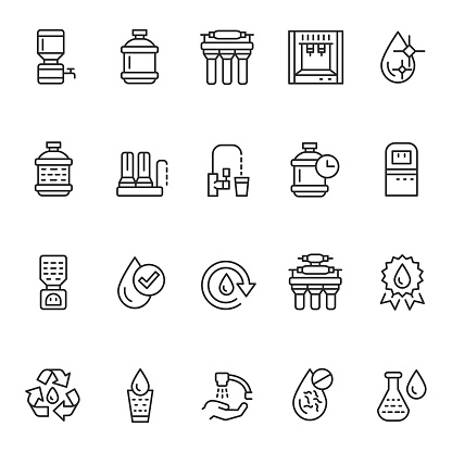 Water delivery icon set